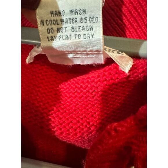 Victoria Jones VTG Red Collard Cable Knit Pullover Sweater Sz L 80s Maximalism - Picture 5 of 9